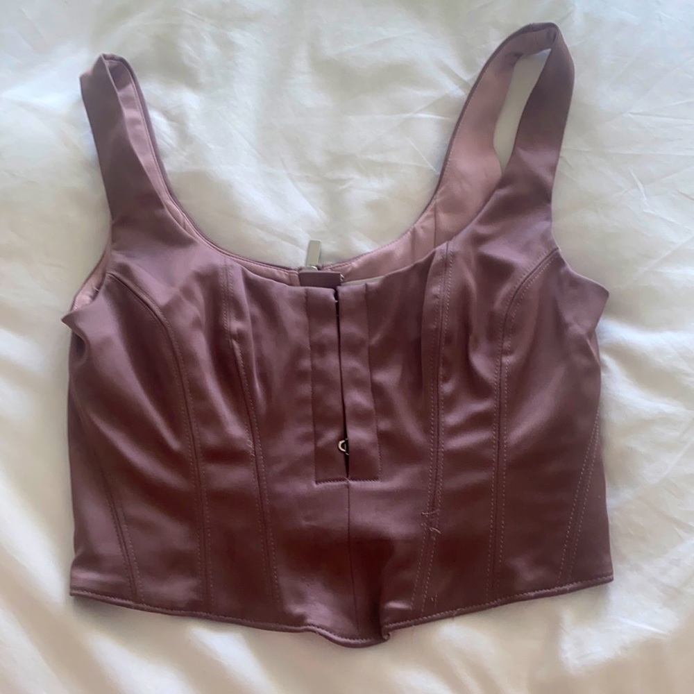 Aritzia Mauve Faux Leather Corset Tank